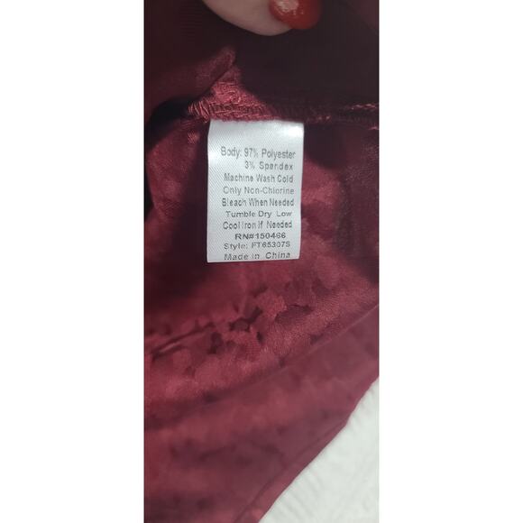 Monday Fun Stitch Fix women's burgundy blouse long sleeve drawstring Size Large - Picture 6 of 9